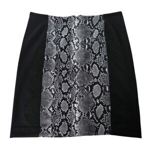🎄 Michael Kors EUC snakeskin print mini pencil skirt 10 medium black white